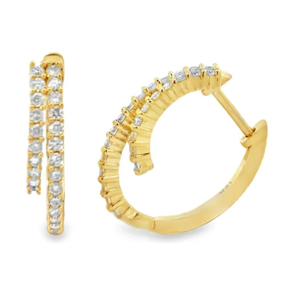 Double Row Diamond Hoop Earrings