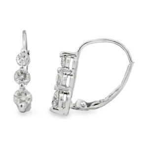 Three Stone Diamond Drop Earrings