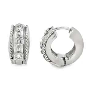 Diamond Cable Huggie Earrings