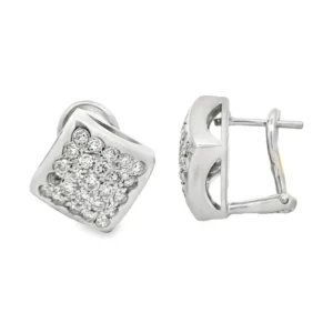 Square Diamond Cluster Earrings