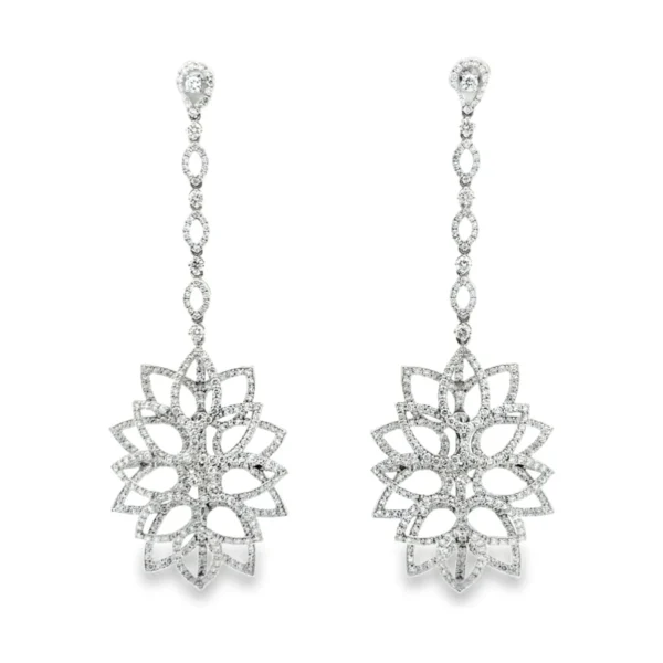 Floral Drop Diamond Earrings