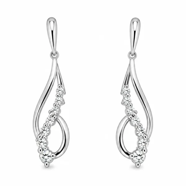 Diamond Swirl Drop Earrings