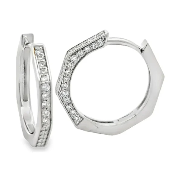 Hexagon Diamond Hoop Earrings