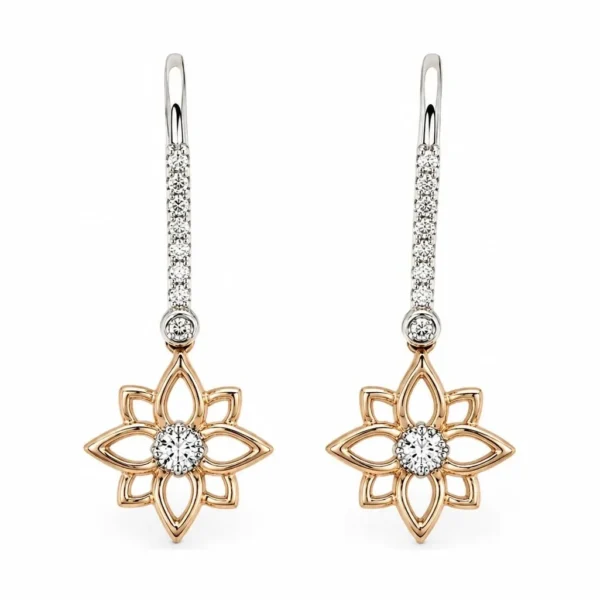 Floral Diamond Drop Earrings
