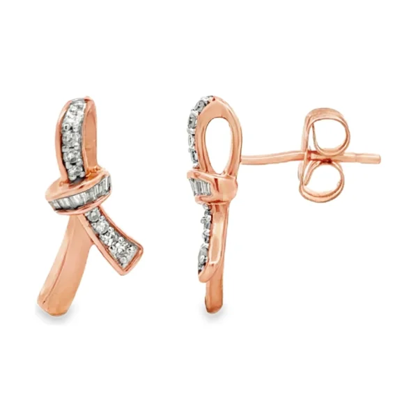 Diamond Ribbon Stud Earrings