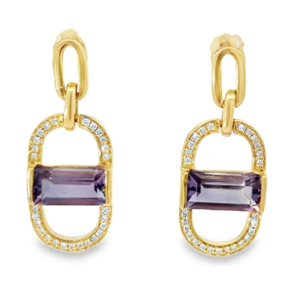 Amethyst Link Drop Earrings