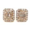 Baguette Diamond Halo Earrings