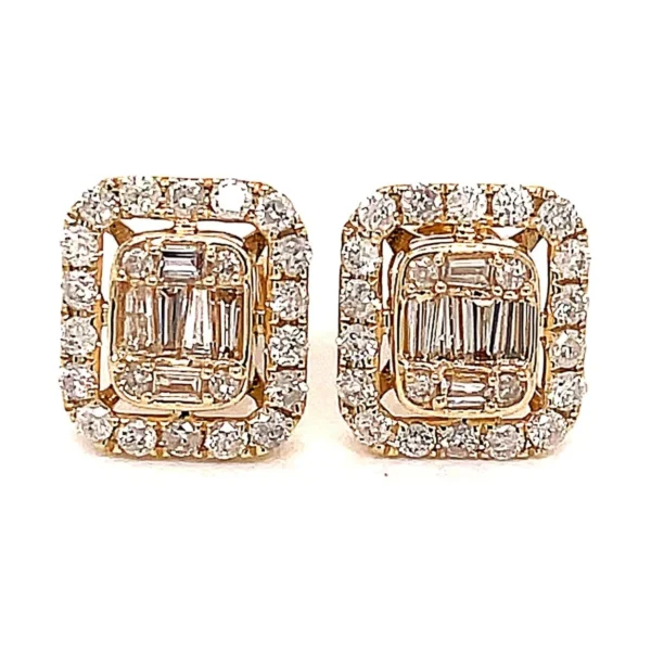 Baguette Diamond Halo Earrings