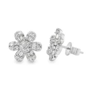 Diamond Flower Stud Earrings