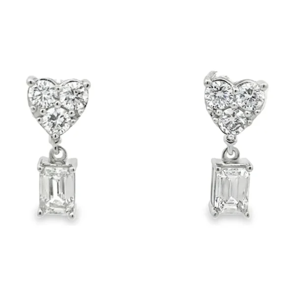 Heart Drop Diamond Earrings