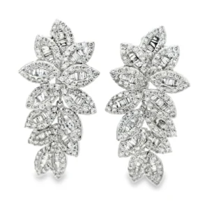 Diamond Leaf Dangle Earrings
