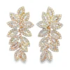 Diamond Leaf Dangle Earrings