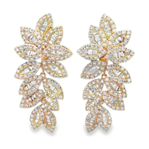 Diamond Leaf Dangle Earrings