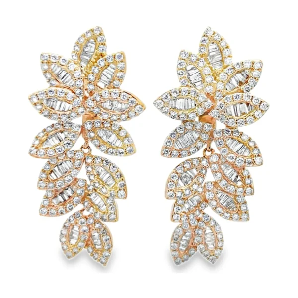 Diamond Leaf Dangle Earrings
