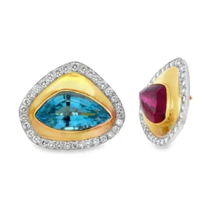 Tourmaline Ruby Halo Earrings