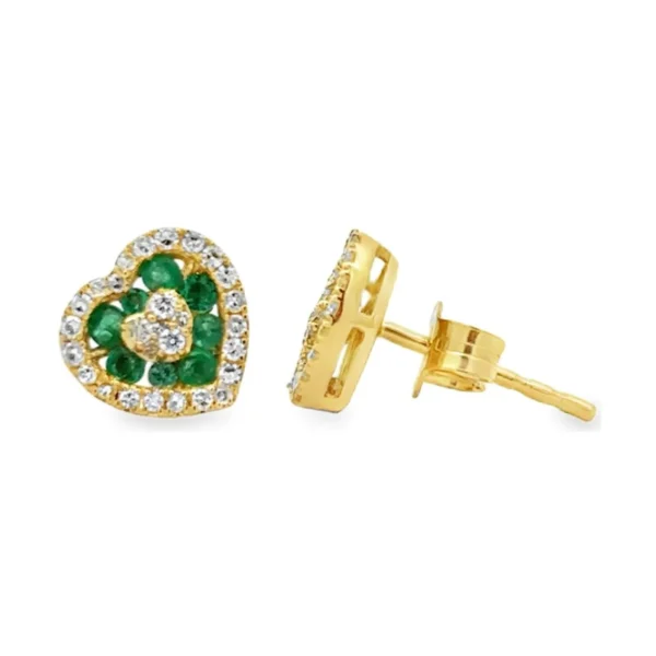Heart Emerald Diamond Earrings