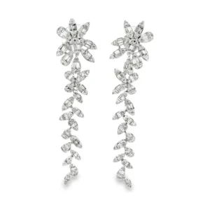 Floral Diamond Dangle Earrings
