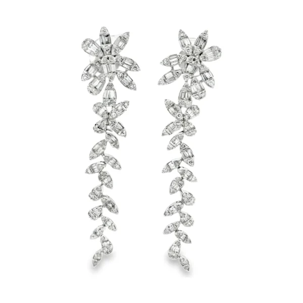 Floral Diamond Dangle Earrings