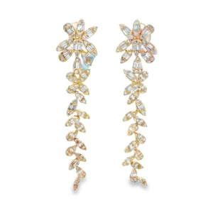 Floral Diamond Dangle Earrings