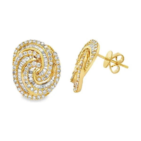 Diamond Swirl Stud Earrings