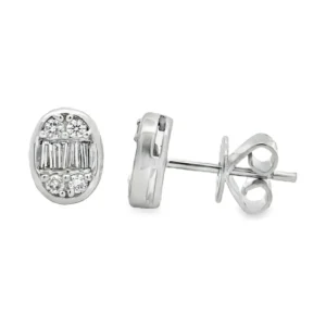 Oval Diamond Cluster Earrings