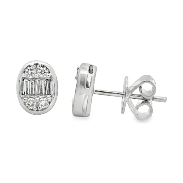 Oval Diamond Cluster Earrings