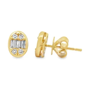 Baguette Oval Stud Earrings