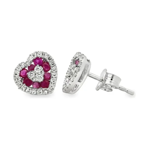 Heart Gemstone Stud Earrings