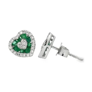 Emerald Heart Halo Earrings