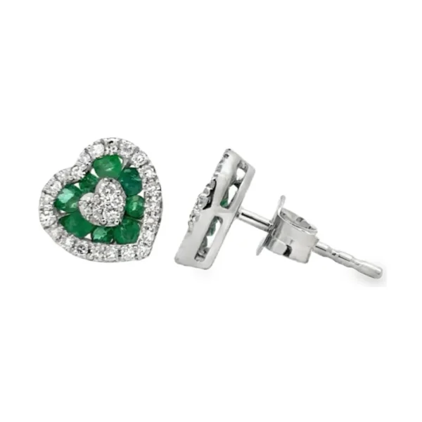 Emerald Heart Halo Earrings