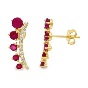 Curved Ruby Diamond Earrings