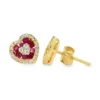 Ruby Heart Stud Earrings