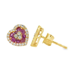 Diamond Heart Stud Earrings