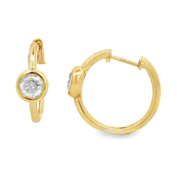 Bezel Diamond Hoop Earrings