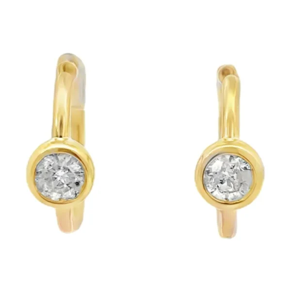 Bezel Diamond Huggie Earrings