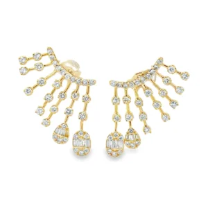 Diamond Fan Dangle Earrings