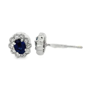 Oval Sapphire Halo Earrings