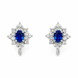 Sapphire Diamond Halo Earrings