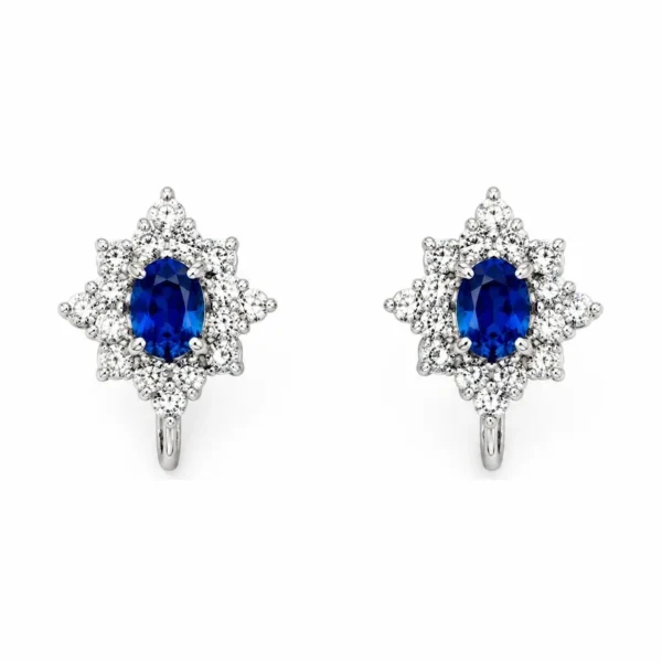 Sapphire Diamond Halo Earrings