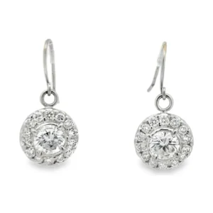 Halo Diamond Drop Earrings