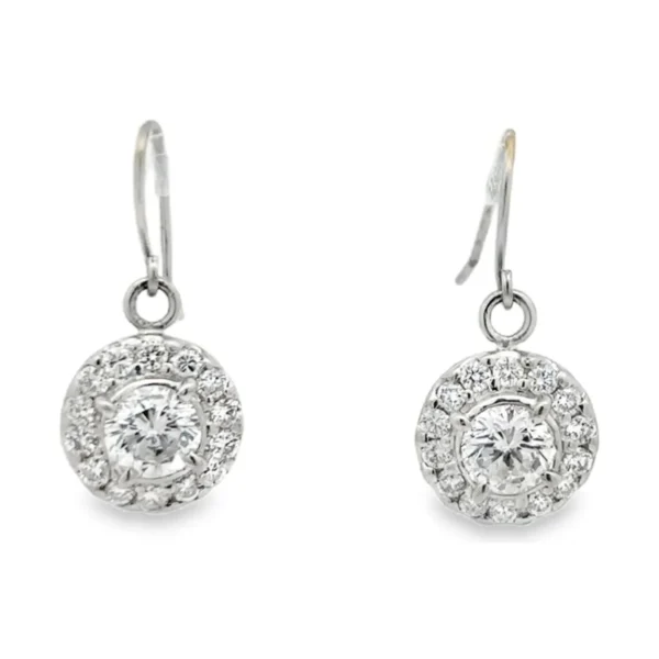 Halo Diamond Drop Earrings