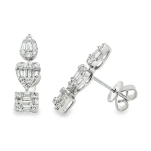 Geometric Diamond Stud Earrings