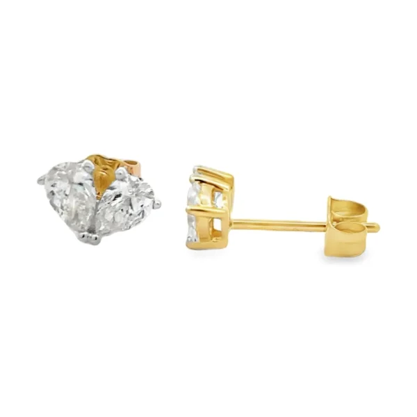 Heart Diamond Stud Earrings