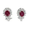 Oval Ruby Halo Earrings
