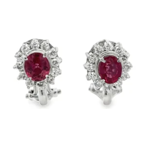 Oval Ruby Halo Earrings