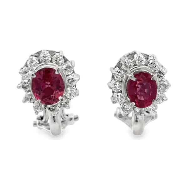 Oval Ruby Halo Earrings