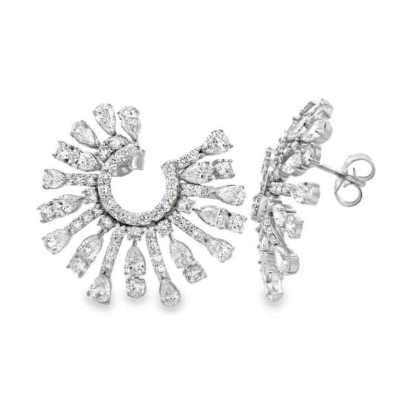 Sunburst Diamond Hoop Earrings