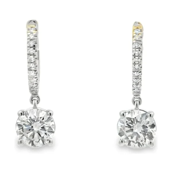 Round Diamond Drop Earrings
