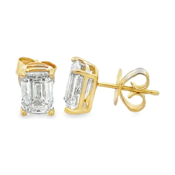 Emerald Diamond Stud Earrings