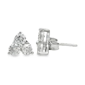 Three Stone Diamond Studs